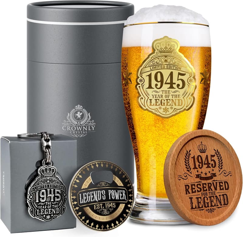 Personalisierte Biergläser mit Gravur zum 80. Geburtstag für Männer