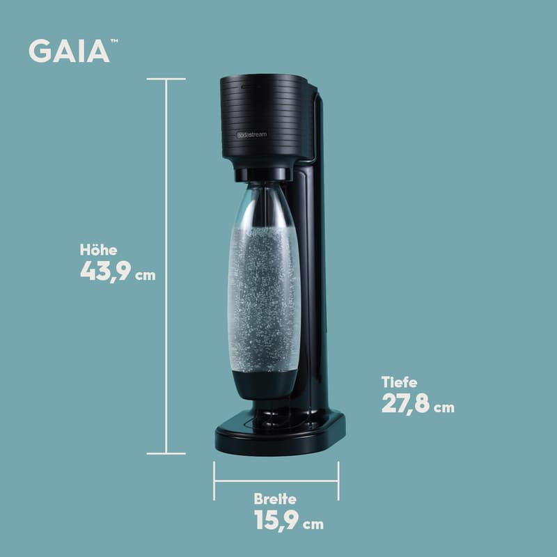 SodaStream GAIA Wassersprudler mit CO2-Zylinder und 3 BPA-freien Flaschen