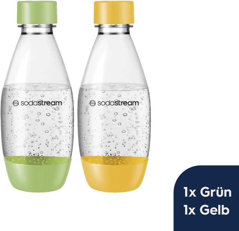 SodaStream BPA-freie Kunststoffflasche 0,5L im 2er-Pack, grün & gelb