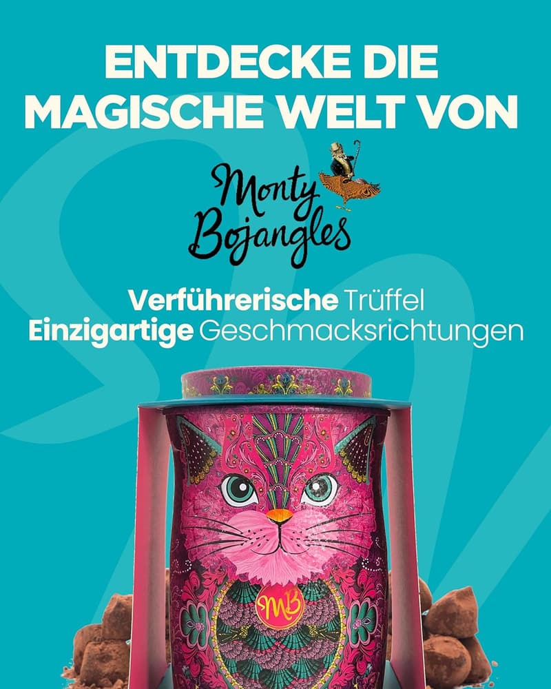Schokoladentrüffel Geschenkset im Katzen-Design, 4 x 36g