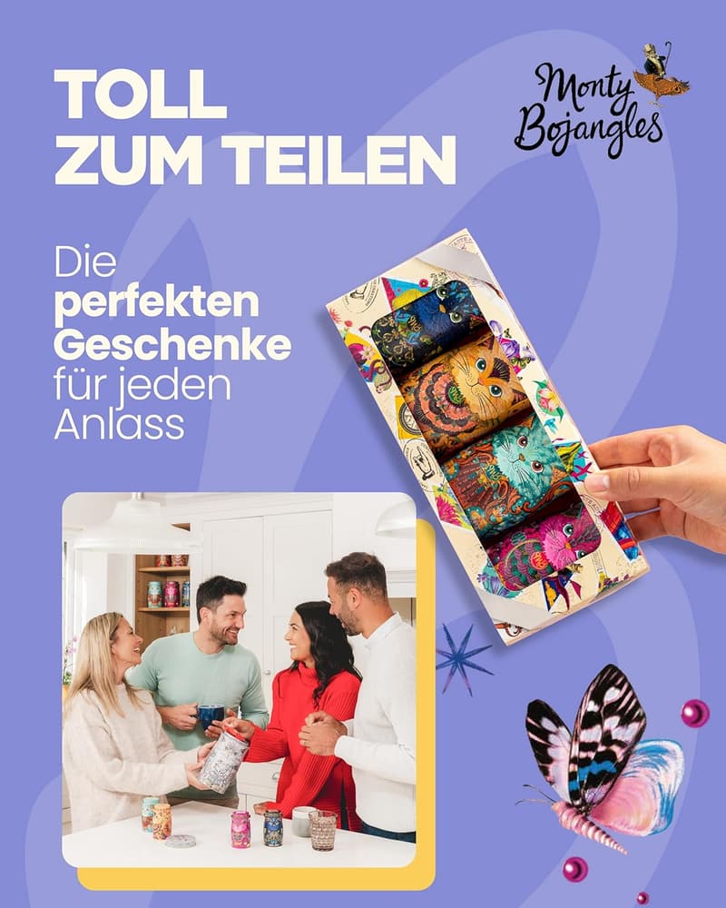 Schokoladentrüffel Geschenkset im Katzen-Design, 4 x 36g