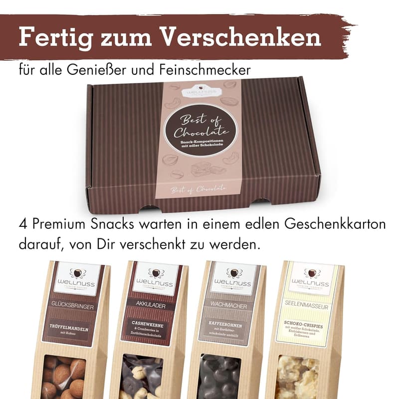 Wellnuss Schokoladen Geschenkset – Nussmischung in Geschenkbox für Paare