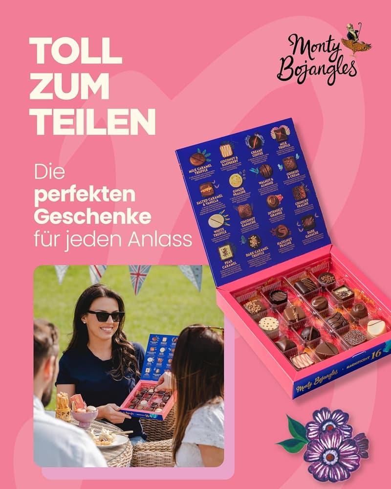 Geschenkbox mit 32 belgischen Trüffeln – Monty Bojangles