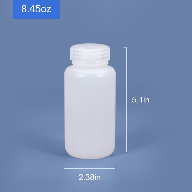 Labor-Reagenzflasche aus HDPE, 250ml, mit breiter Öffnung (2 Stück)
