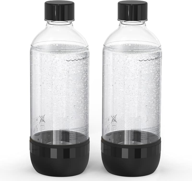 Wiederverwendbare BPA-freie Soda-Flaschen 1 Liter, 2er Set schwarz