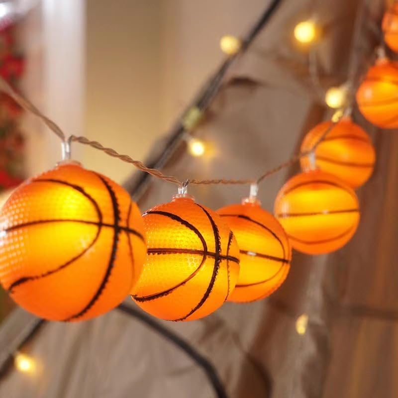 Basketball-Lichterkette 1,5 m mit 10 LEDs – Batteriebetriebene Dekoration für Kinderzimmer und Partys
