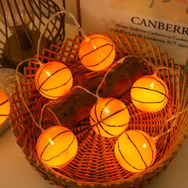 Basketball-Lichterkette 1,5 m mit 10 LEDs – Batteriebetriebene Dekoration für Kinderzimmer und Partys