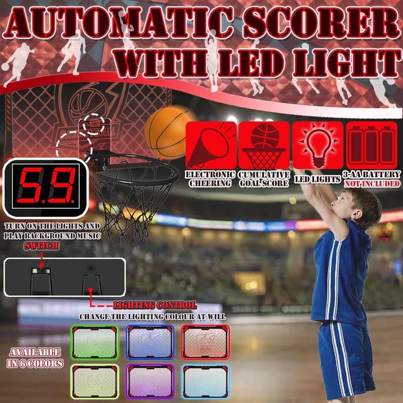 Mini Basketballkorb für Kinder mit LED-Lichtern und 4 Bällen