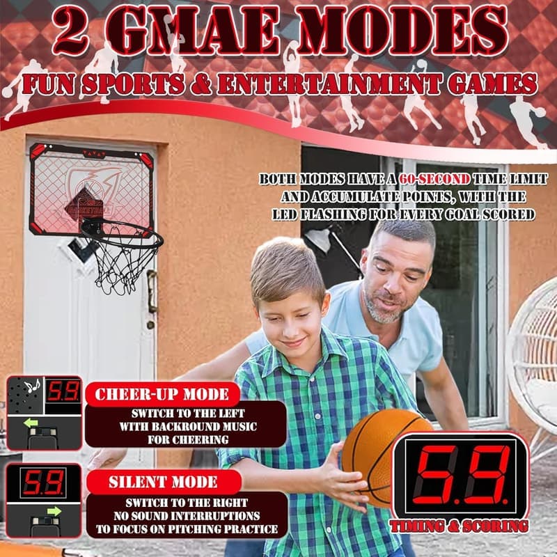 Mini Basketballkorb für Kinder mit LED-Lichtern und 4 Bällen