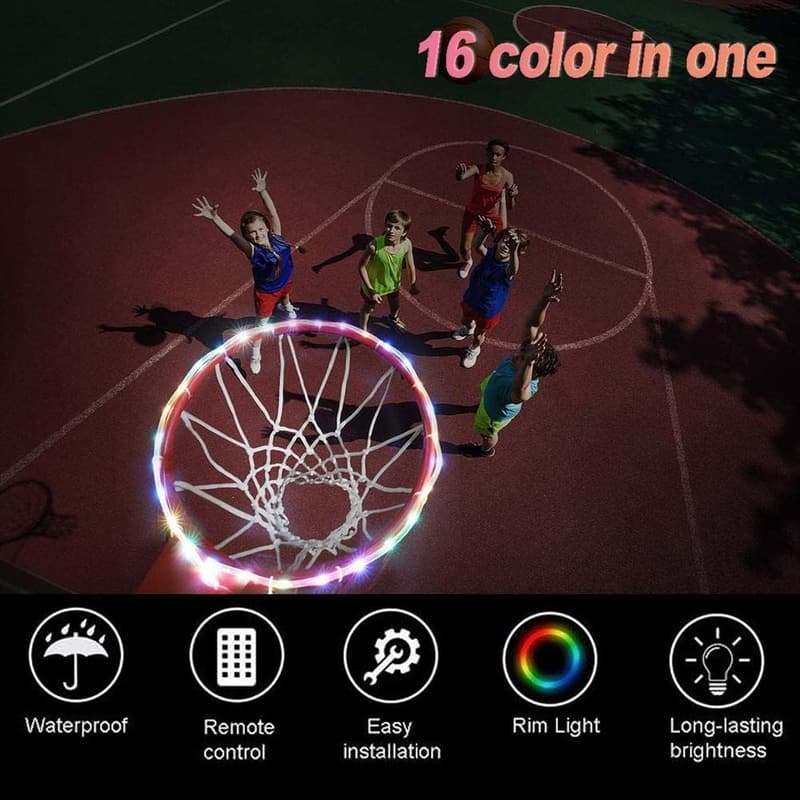 LED-Basketballkorb-Lichter mit Fernbedienung – 1,5 m, 16 Farben, 4 Modi