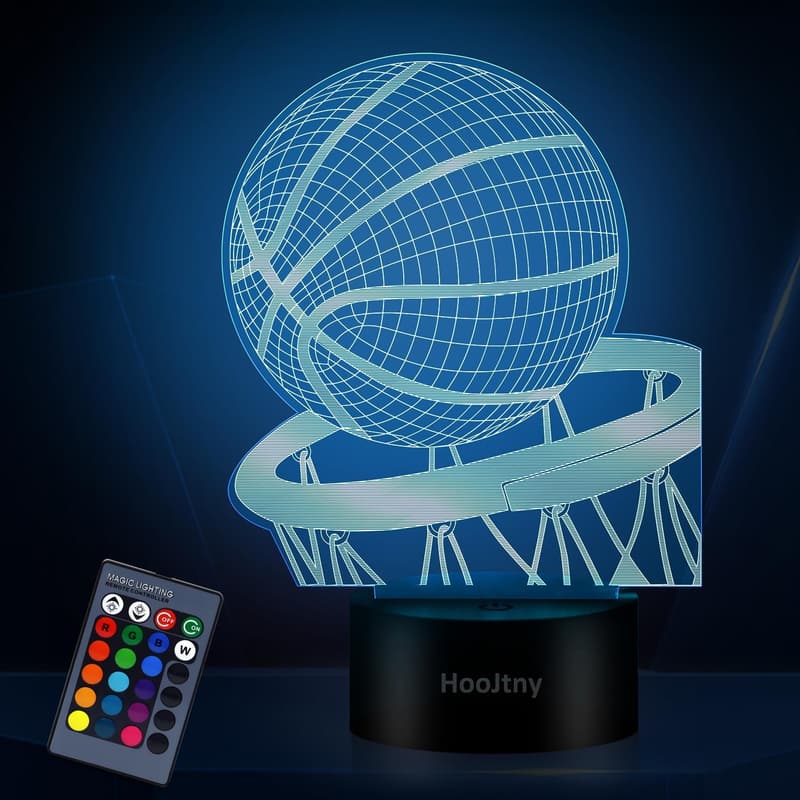 Basketball-Lampe 3D mit Fernbedienung, 16 Farben – Geschenk für Kinder