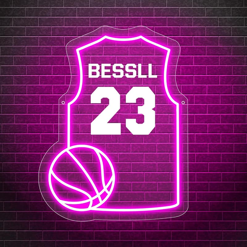 Personalisierte Basketball-Neonlicht-Wanddekoration für Jungen - Geschenk zu Weihnachten oder Geburtstag