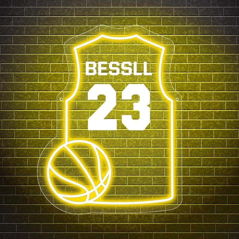Personalisierte Basketball-Neonlicht-Wanddekoration für Jungen - Geschenk zu Weihnachten oder Geburtstag