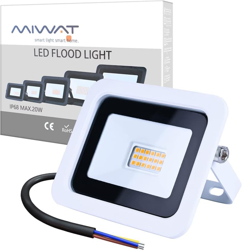 MIWAT 20W LED Flutlicht für Außen, Garten und Straße