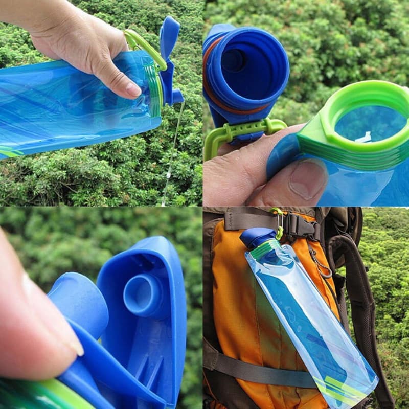 Faltbare 700ML Wasserflasche Set für Abenteuer und Reisen