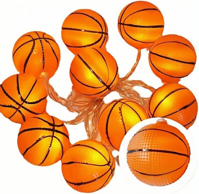Basketball-Lichterkette mit 20 LED für Kinderzimmerdekoration