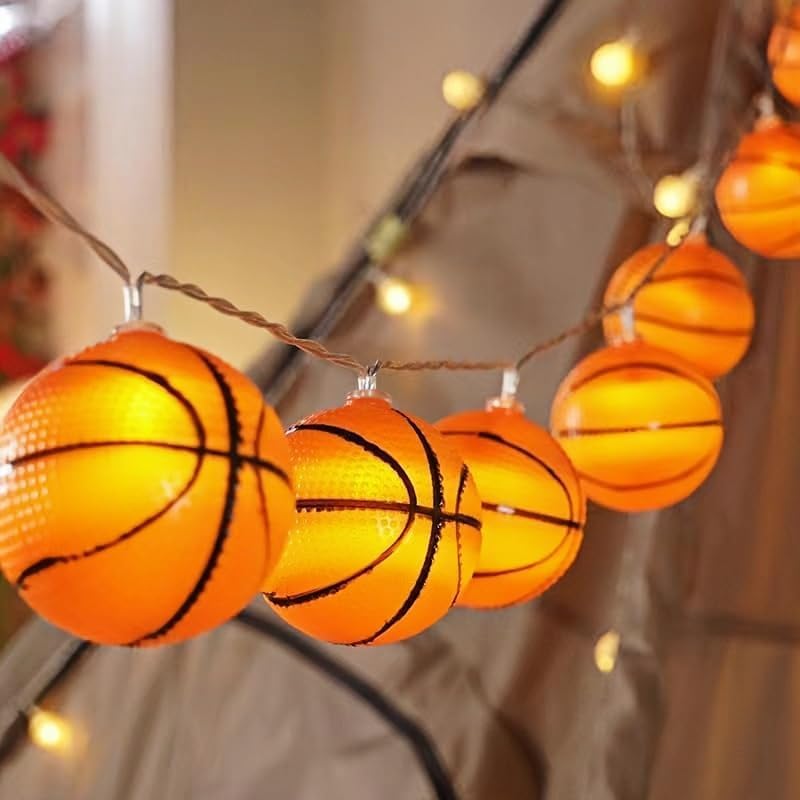 Basketball-Lichterkette mit 20 LED für Kinderzimmerdekoration