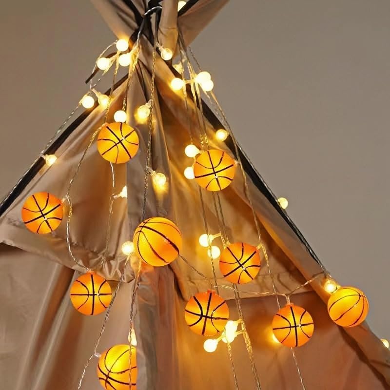 Basketball-Lichterkette mit 20 LED für Kinderzimmerdekoration
