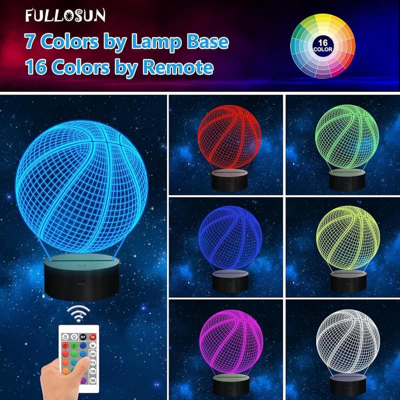3D Basketball Nachtlicht mit Fernbedienung – ideales Geschenk für Sportfans