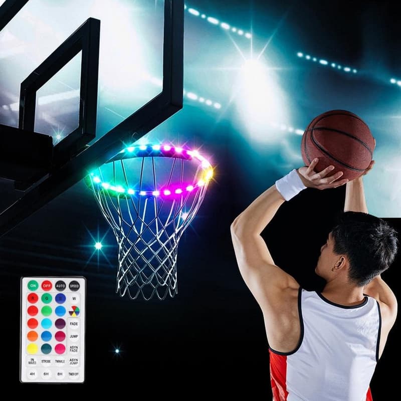 HUSHUI LED Basketballkorb mit Fernbedienung, 16 Farben, wasserdicht