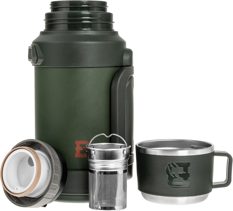 Badger 1,3L Edelstahl Thermoskanne mit Tee-Sieb, olive grün