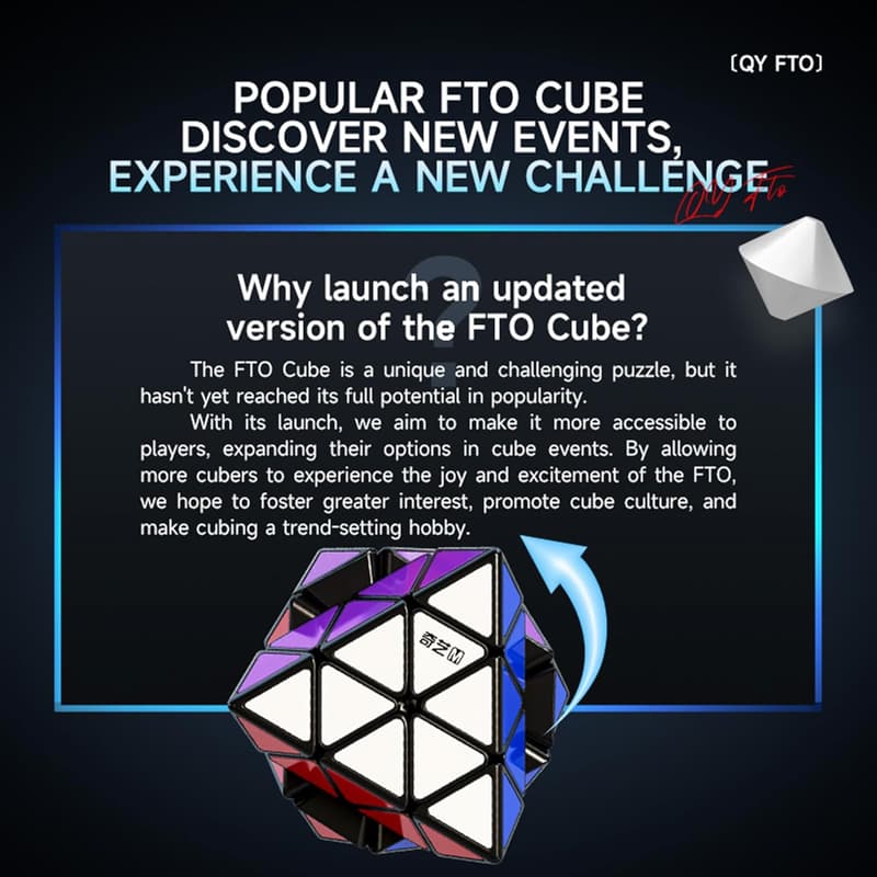 Magnetischer Speed Cube Octahedron, stickerlose Version