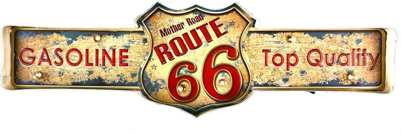 Route 66 Retro Metallschild für Garagen & Cafés im Vintage-Stil