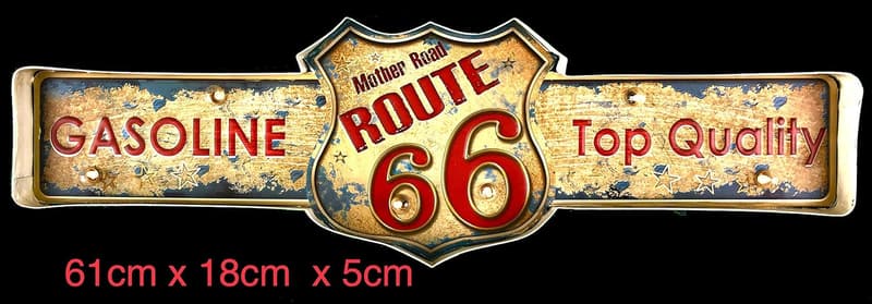 Route 66 Retro Metallschild für Garagen & Cafés im Vintage-Stil