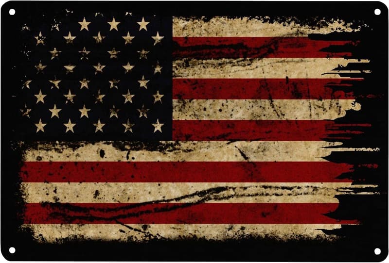 Retro Metall-Blechschild mit amerikanischem Flaggenmuster für Zuhause