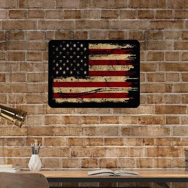 Retro Metall-Blechschild mit amerikanischem Flaggenmuster für Zuhause