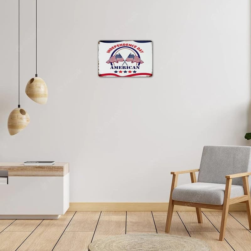 Personalisierbares Metallschild mit amerikanischer Flagge für Heimdekoration
