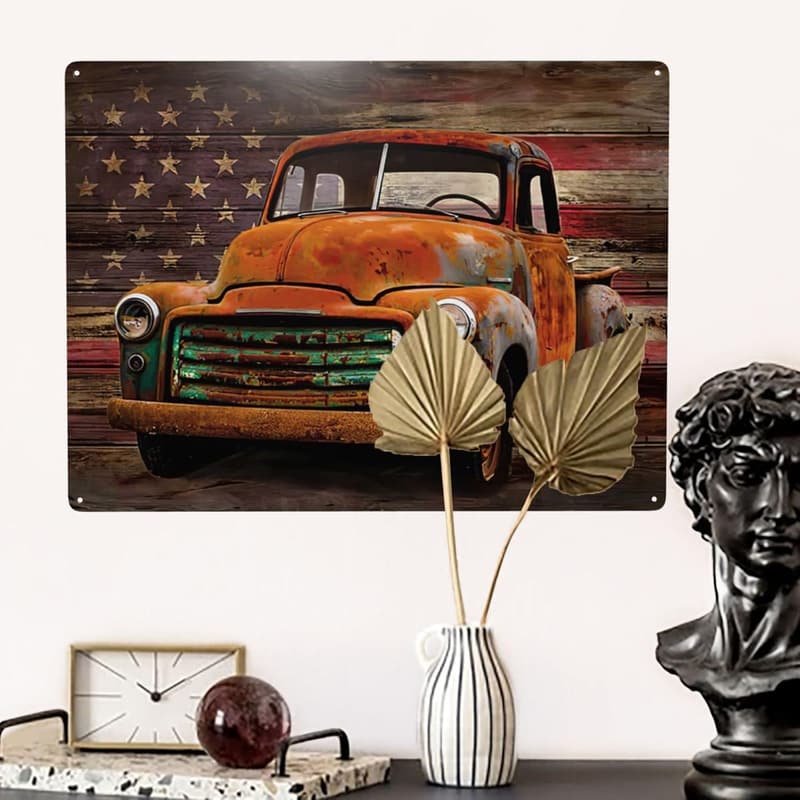 Vintage Blechschild mit amerikanischer Flagge für Männer, 30,5 x 40,6 cm