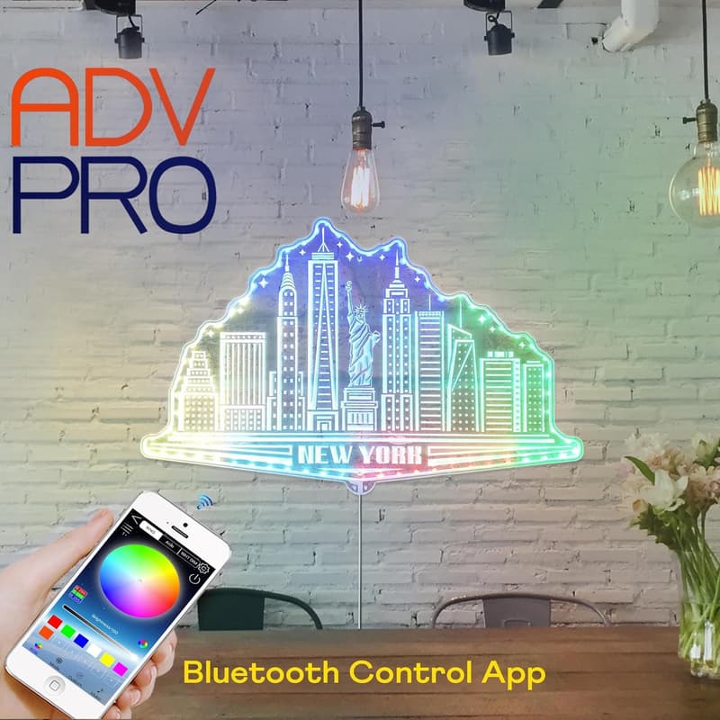 New York Skyline LED-Schild – Intelligente 3D-Wanddekoration