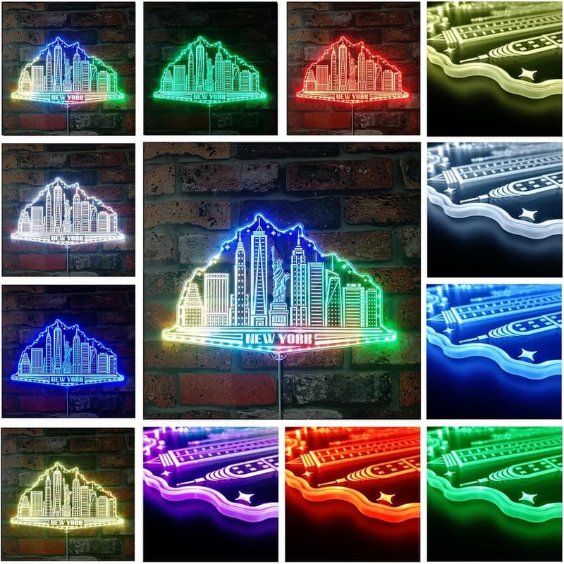 New York Skyline LED-Schild – Intelligente 3D-Wanddekoration