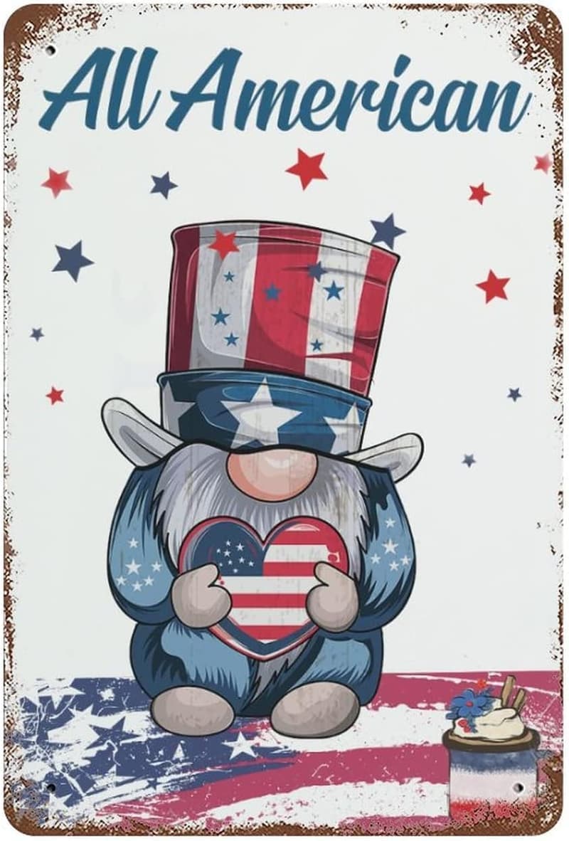Metallschild mit amerikanischer Flagge – Vintage Deko zum 4. Juli (30,5 x 20,3 cm)