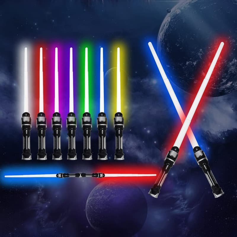 RGB Lichtschwert Set für Kinder – 2-in-1 Spielzeug mit Soundeffekten