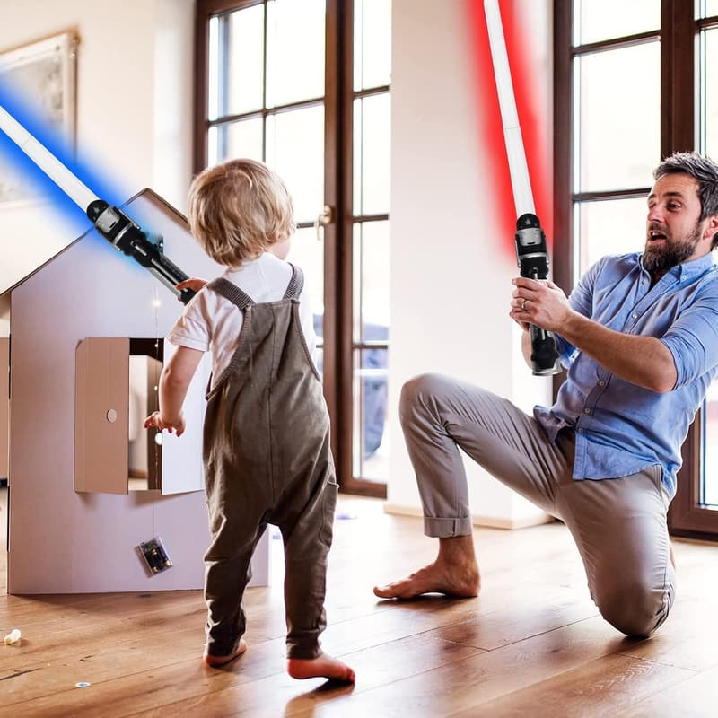 RGB Lichtschwert Set für Kinder – 2-in-1 Spielzeug mit Soundeffekten