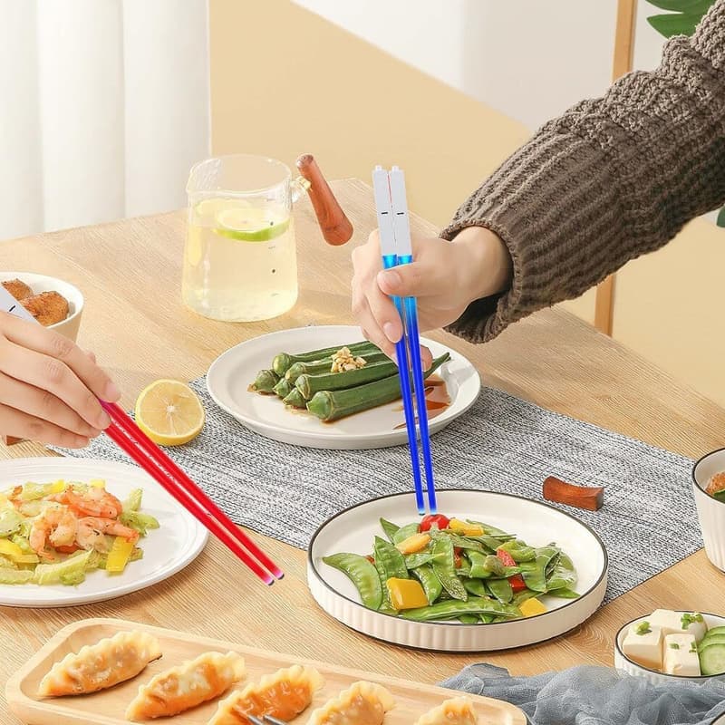 Leuchtende Essstäbchen für Dinnerpartys, 2 Paar mit 9 Farbmodi, BPA-frei