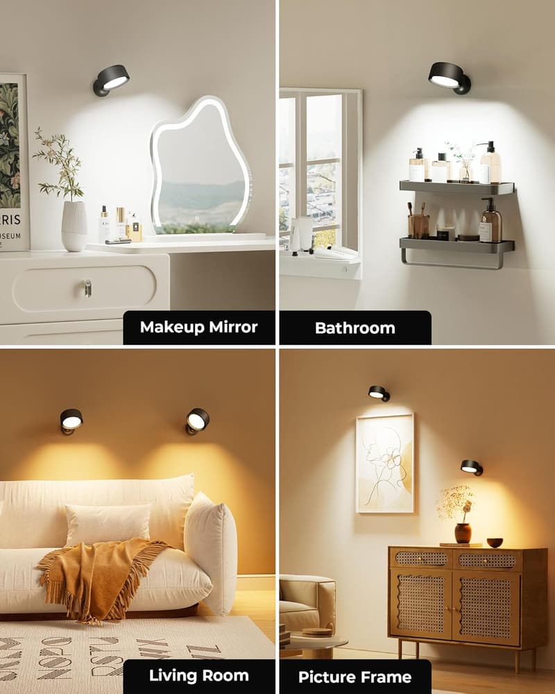 Kabellose LED Wandleuchten im 2er Set mit 18 Farbmodi, dimmbar, Akku 8000mAh