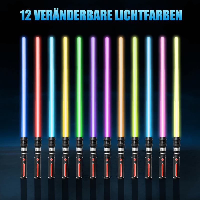 12 Farben Lichtschwert Set für Kinder und Erwachsene mit Soundeffekten