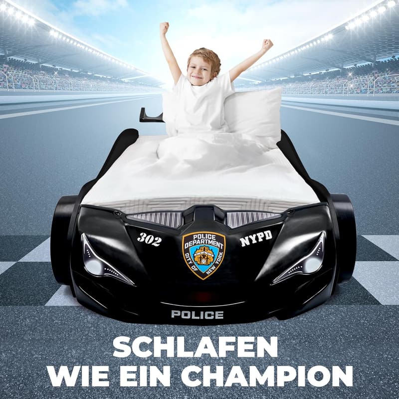MARQA Kinderbett Rennwagen 90x200 inkl. 18 cm Matratze und Rollrost