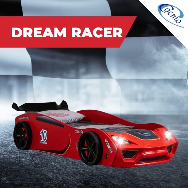 Rennwagen Kinderbett Dream Racer 90x200 mit LED und Lattenrost