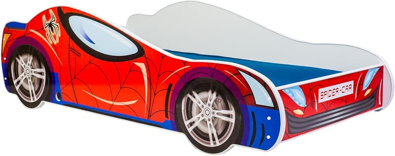 Autobett für Kinder 70x140/80x160 mit Rausfallschutz, Spielbett Rennfahrer