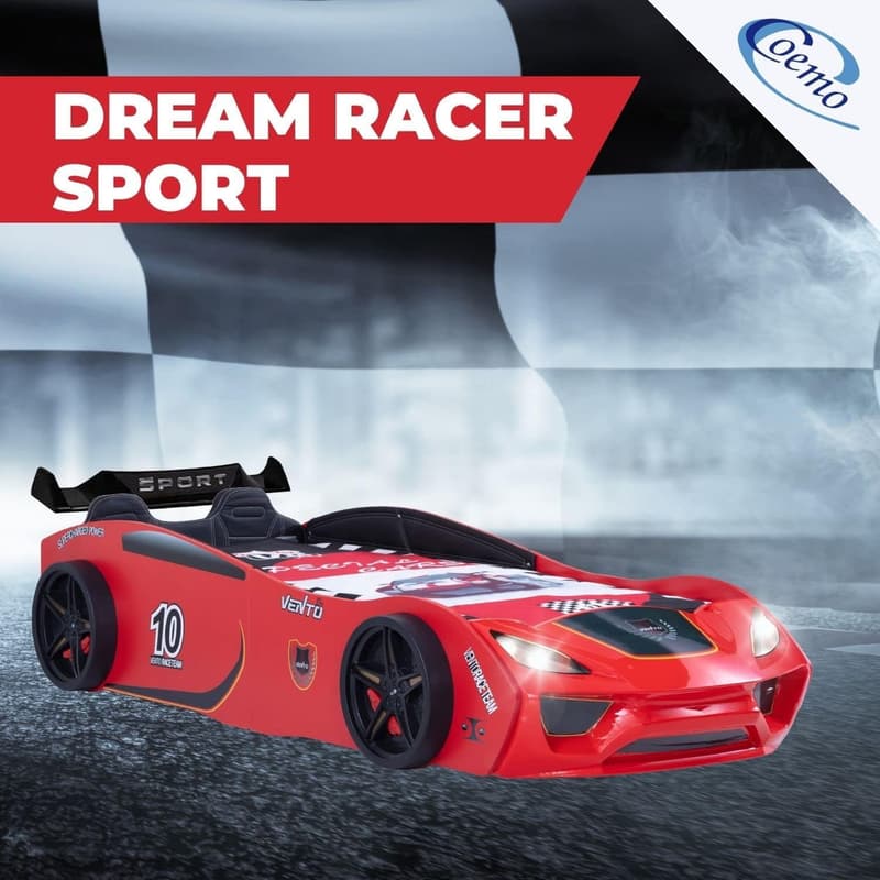 Autobett Dream Racer Rot 90x200 mit Lattenrost und LED für Kinder