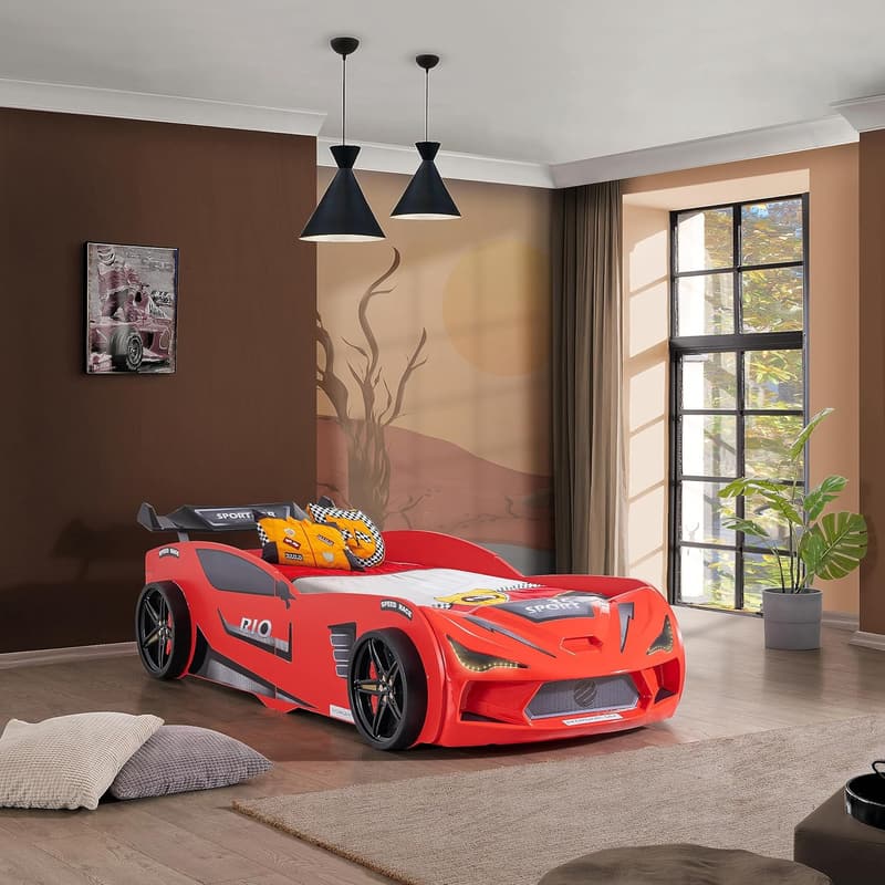 Autobett Rio 90x200 für Kinder mit LED-Leuchte und Lattenrost