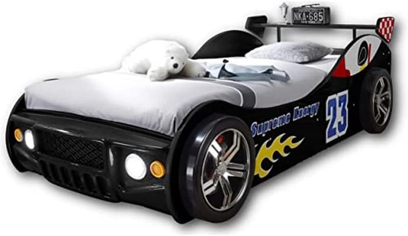 ENERGY LED-Autobett 90 x 200 cm für Kinder in Schwarz
