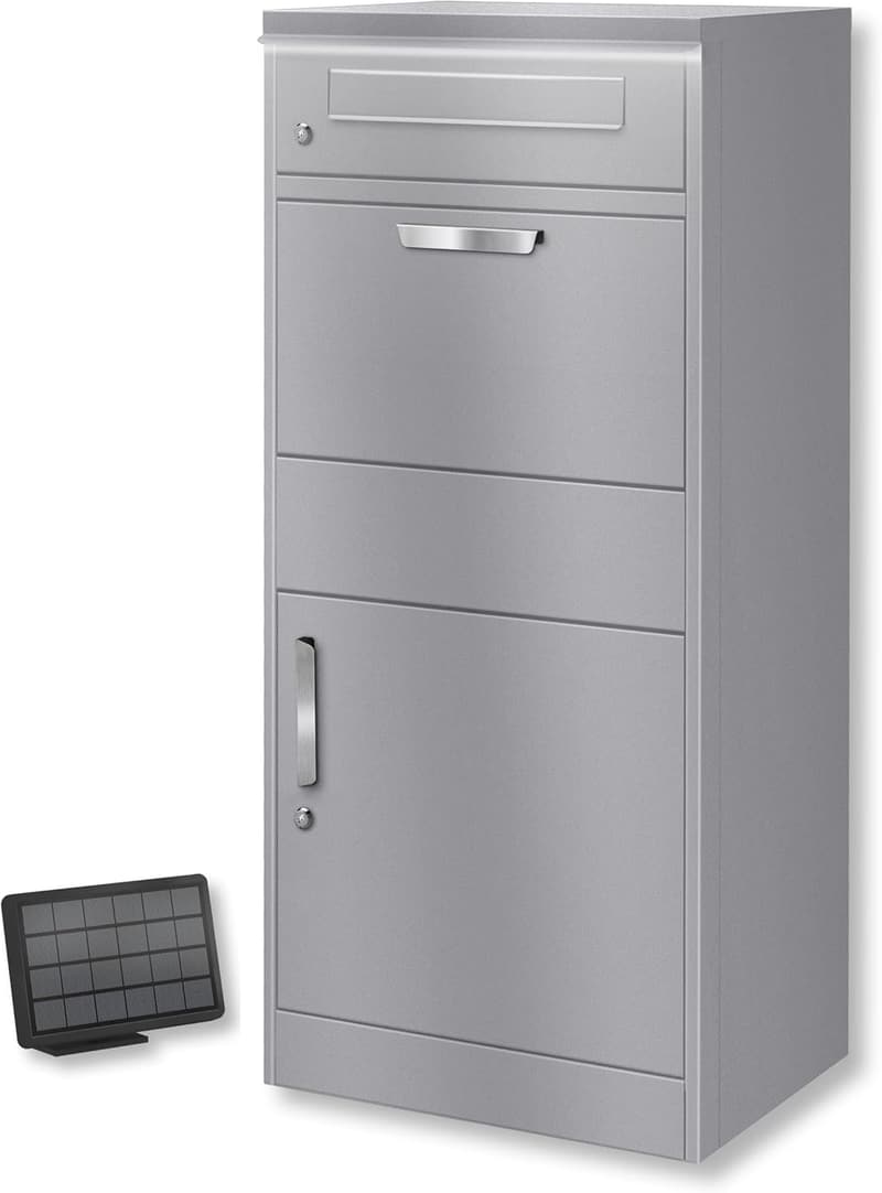 Metzler Paketbox XXL mit LED Beleuchtung – rostfrei & massiv, Graualuminium