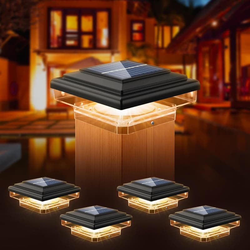 Solar Pfostenkappen Licht – 4er Set, IP65 wasserdicht für Holzpfosten