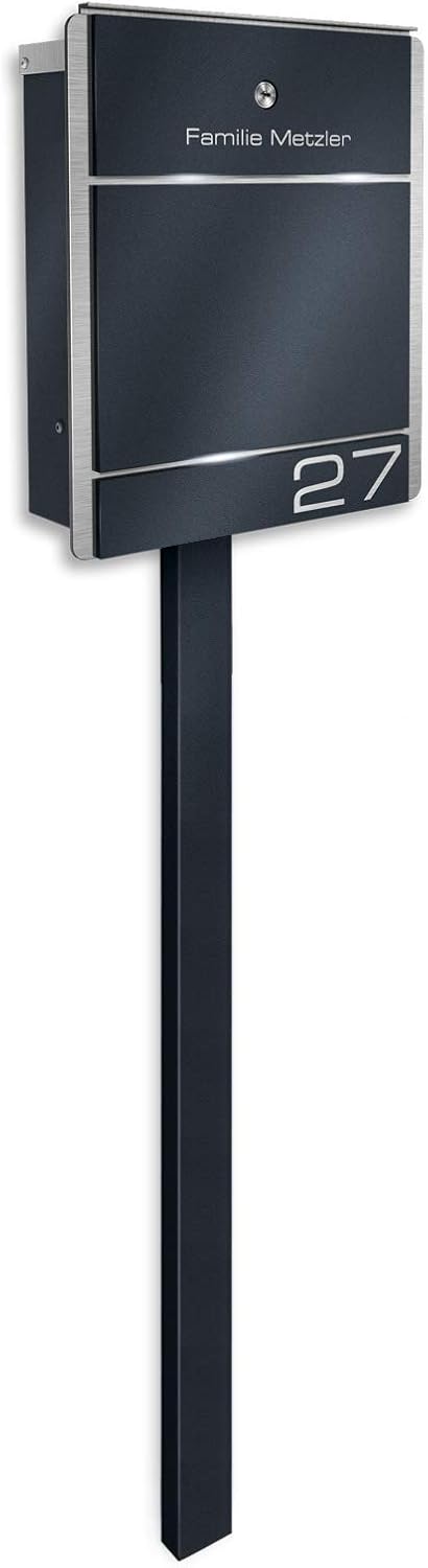 Metzler Briefkastenständer zum Einbetonieren, freistehend, 150 cm, Anthrazit RAL 716