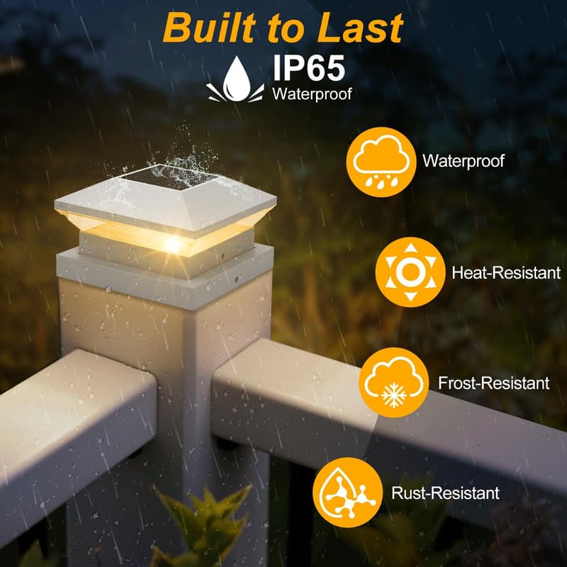 Solar Zaunpfostenleuchten für Außen - Wasserdichte Gartendeko (4 Stück)